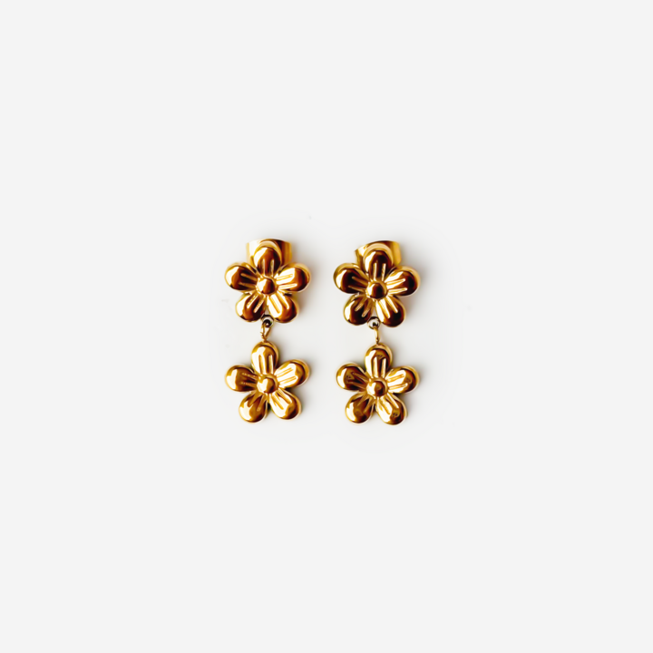 Gold-plated Titanium Flower Shaped Earrings