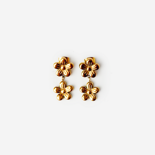 Gold-plated Titanium Flower Shaped Earrings