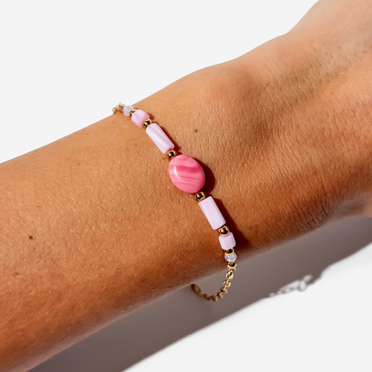 Gold-plated Titanium Pink Bracelet