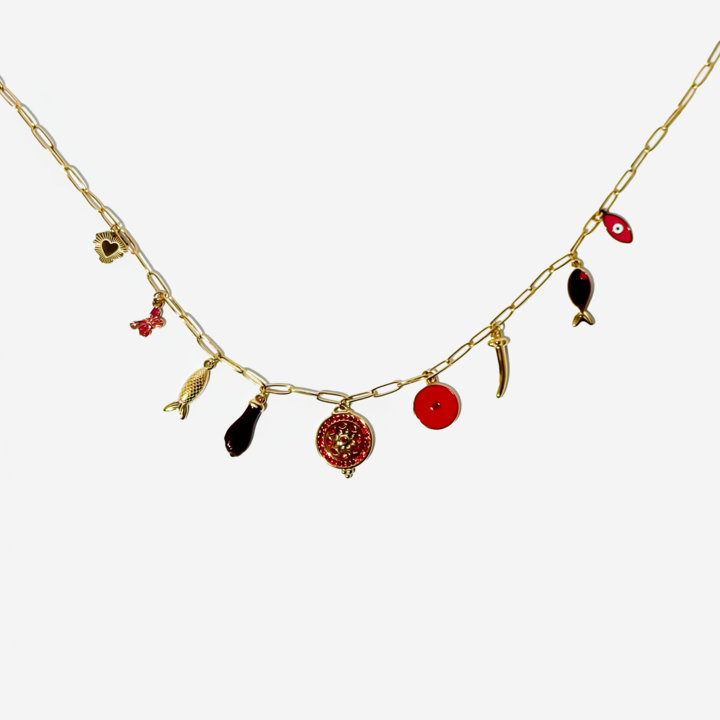 Gold-plated Titanium Necklace With Charms