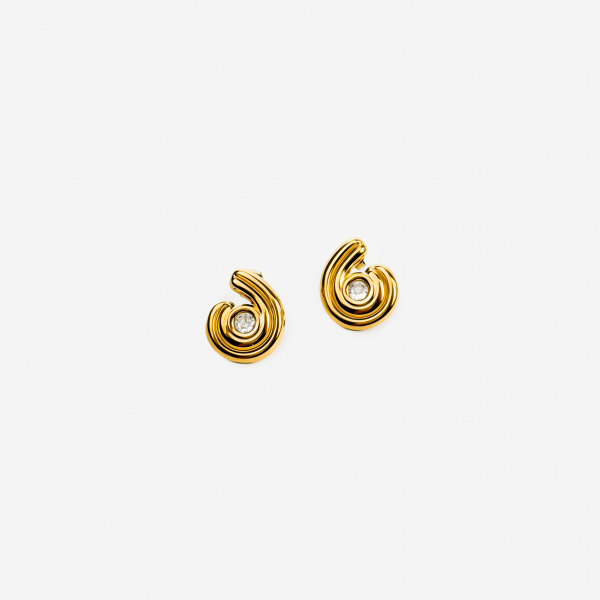 Gold-plated Titanium White With Stone Earrings