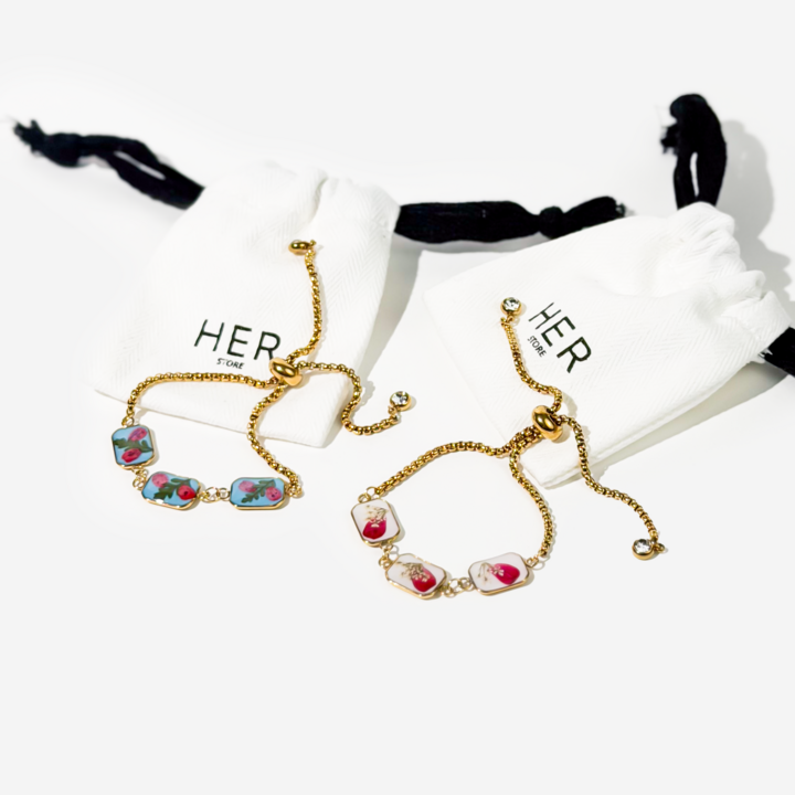 Gold-plated Titanium with Flowers Bracelet