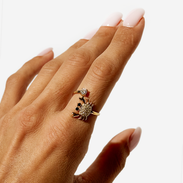 Gold-Plated Titanium Crab Ring
