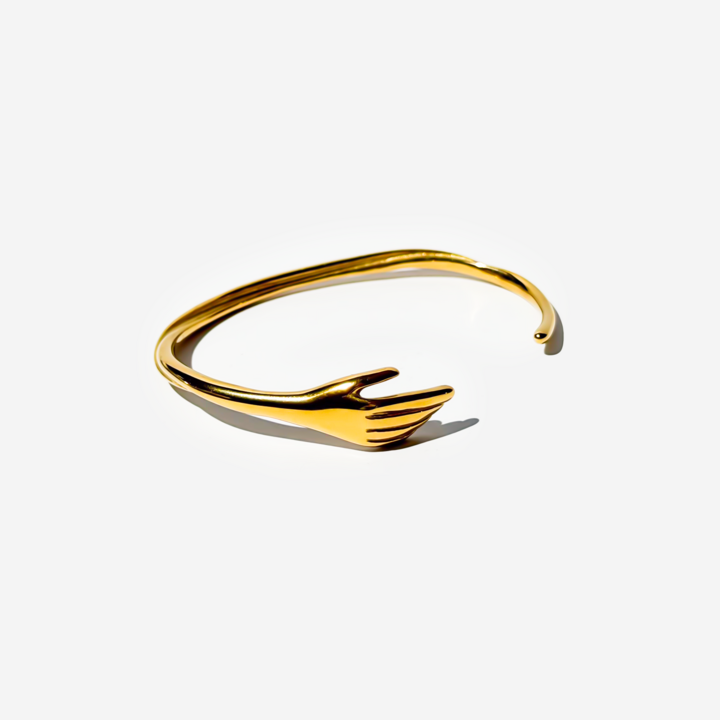 Gold-plated Titanium Hand Shaped Bracelet