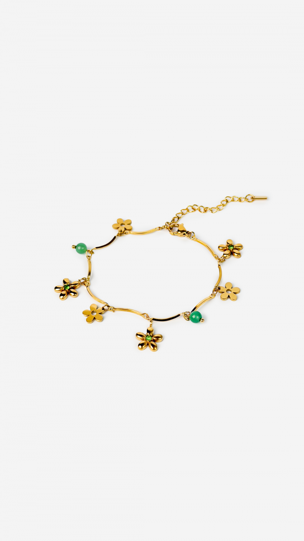 Gold-plated Titanium with Flowers Bracelet
