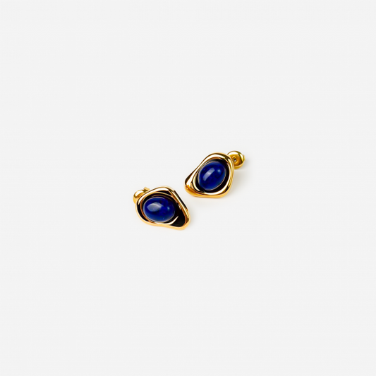 Gold-plated Titanium Blue With Stone Earrings