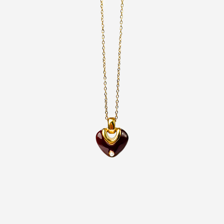 Gold-plated Titanium Red with Heart Necklace