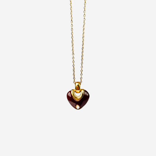 Gold-plated Titanium Red with Heart Necklace