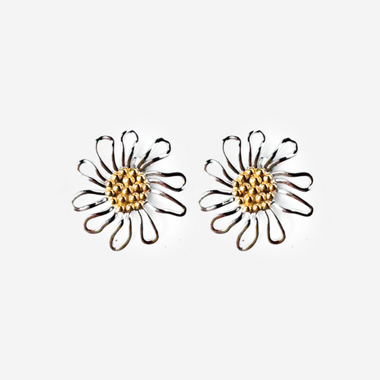 Gold-plated Titanium Flower Shaped Earrings