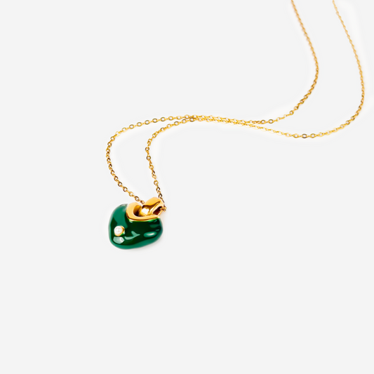 Gold-plated Titanium Green with Heart Necklace