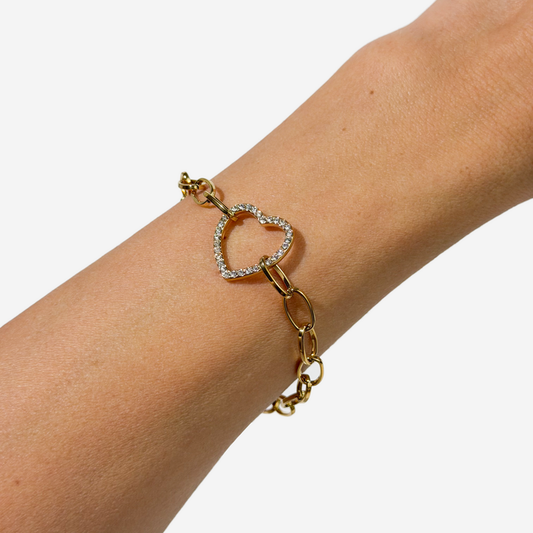 Gold-plated Titanium Heart Shaped Bracelet