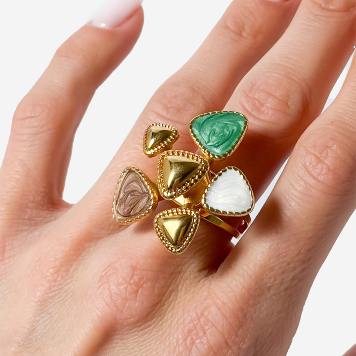 Gold-plated Titanium Colorful Ring