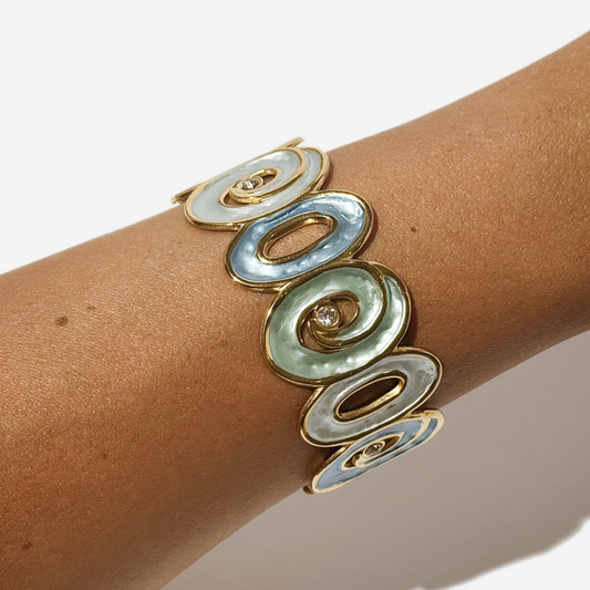 Gold-plated Titanium Light Blue Bracelet