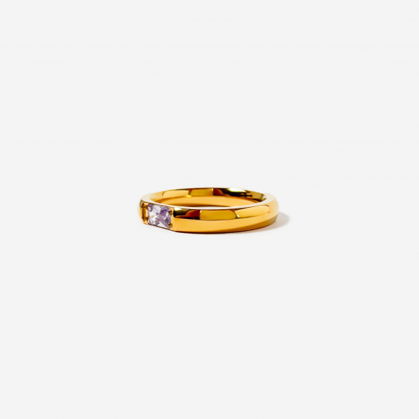 Gold-plated Titanium Purple With Stone Ring