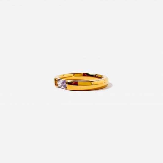 Gold-plated Titanium Purple With Stone Ring