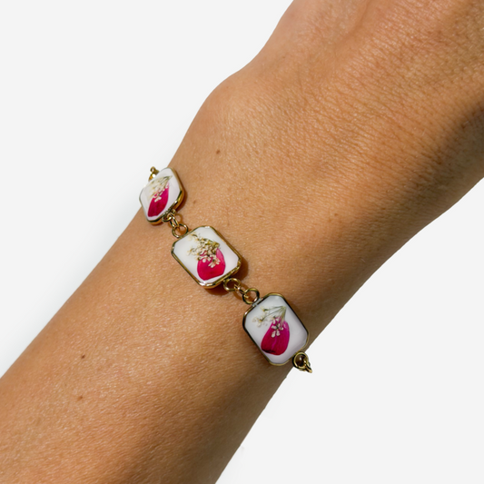 Gold-plated Titanium with Flowers Bracelet