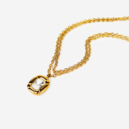 Gold-plated Titanium Gold With Stone Necklace