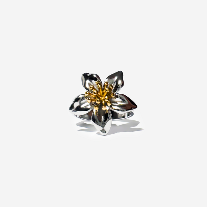 Gold-plated Titanium Flower Shaped Ring