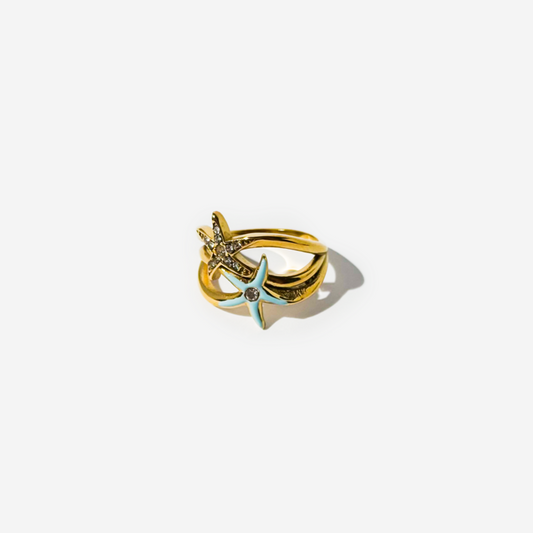 Gold-plated Titanium Sea Star Shaped Ring