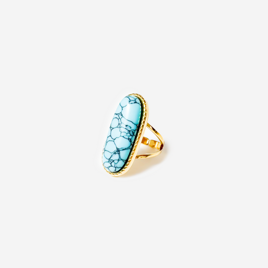 Gold-Plated Titanium Light Blue Ring with Light Blue Stones