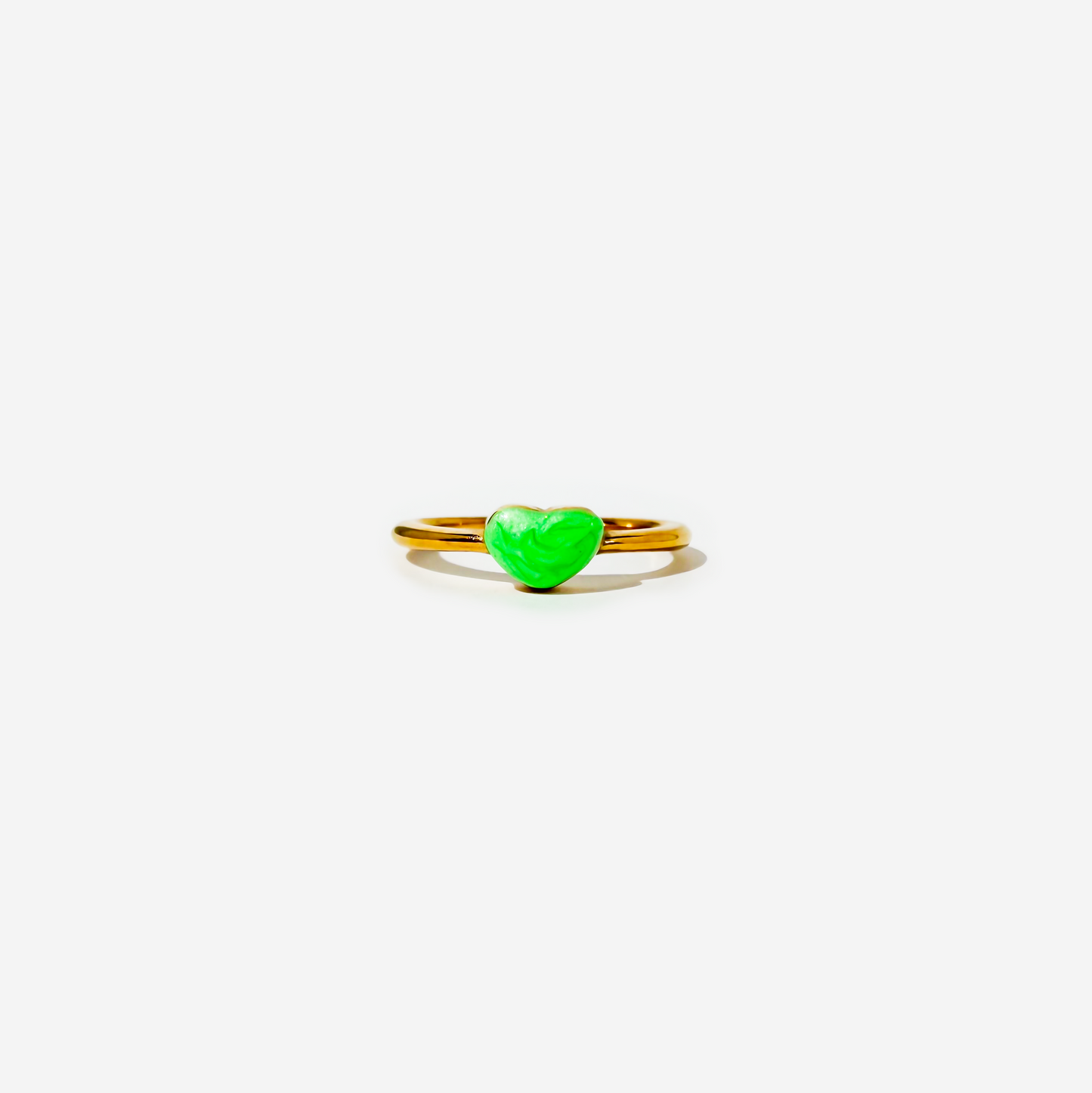 Gold-plated Titanium Green with Hearts Ring