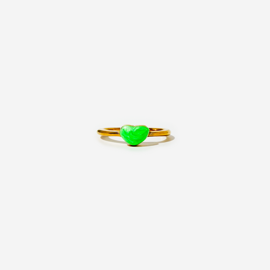 Gold-plated Titanium Green with Hearts Ring
