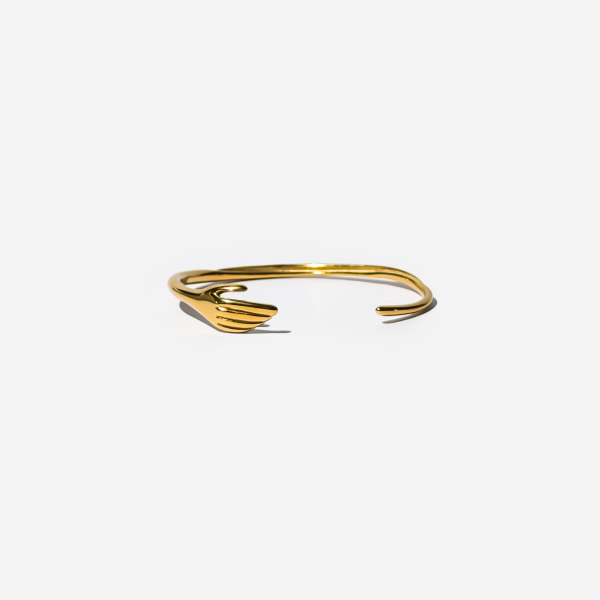 Gold-plated Titanium Hand Shaped Bracelet