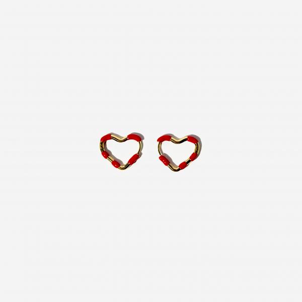 Gold-plated Titanium Heart Shaped Red Earrings