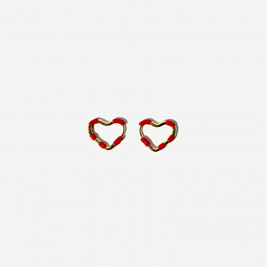 Gold-plated Titanium Heart Shaped Red Earrings