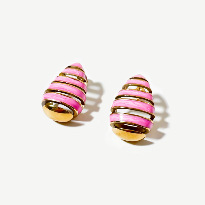 Gold-plated Titanium Pink Earrings