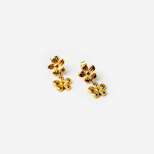 Gold-plated Titanium Flower Shaped Earrings