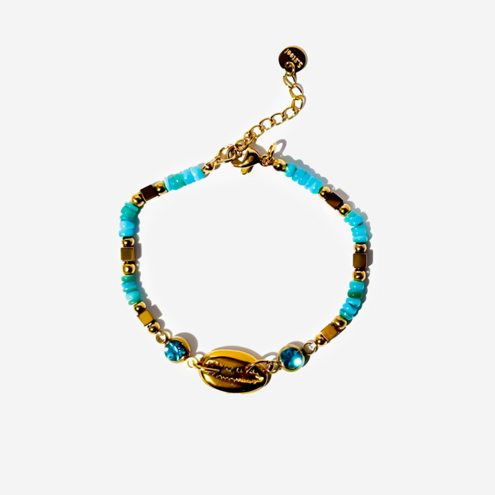 Gold-plated Titanium Light Blue Bracelet