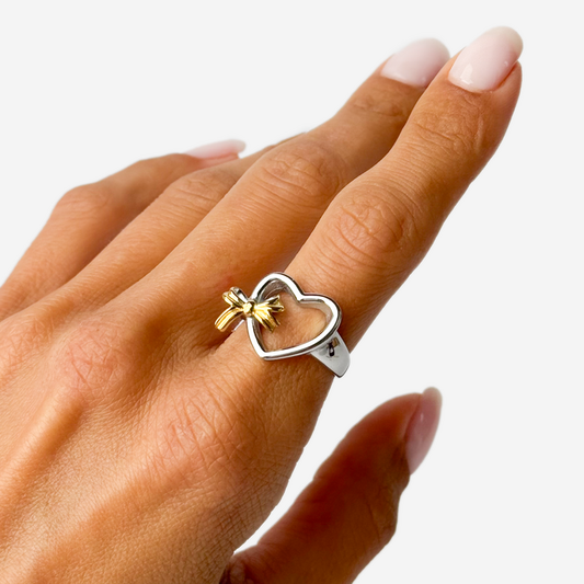 Gold-plated Titanium Heart Shaped Ring