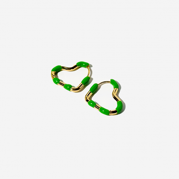 Gold-plated Titanium Heart Shaped Green Earrings