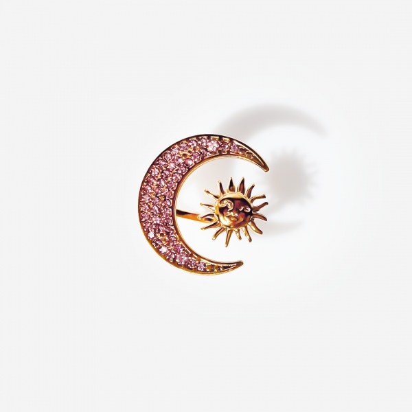 Gold-plated Titanium Moon and Sun Ring