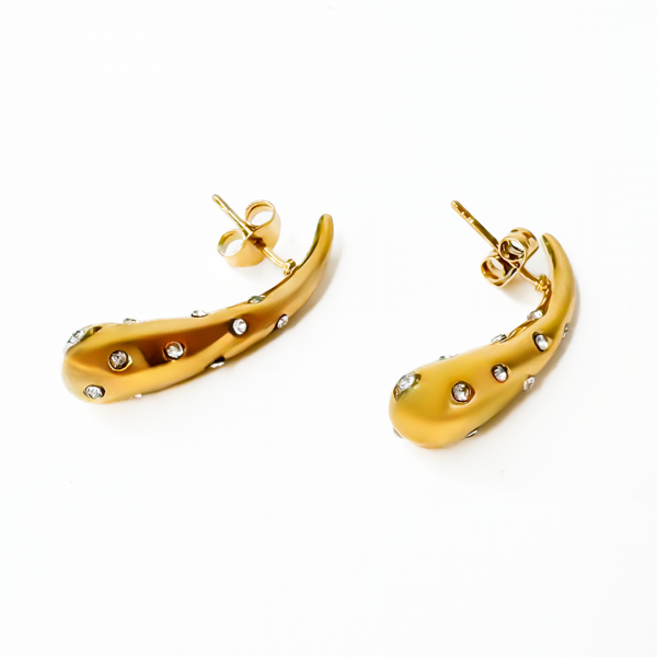 Gold-plated Titanium White With Stones Earrings