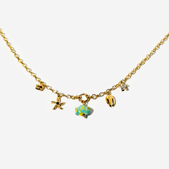 Gold-Plated Titanium Necklace with Charms
