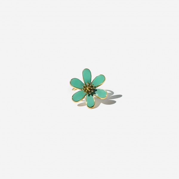 Flower Shaped Gold-plated Titanium Ring