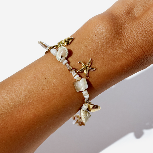 Gold-Plated Titanium Bracelet with Sea Details