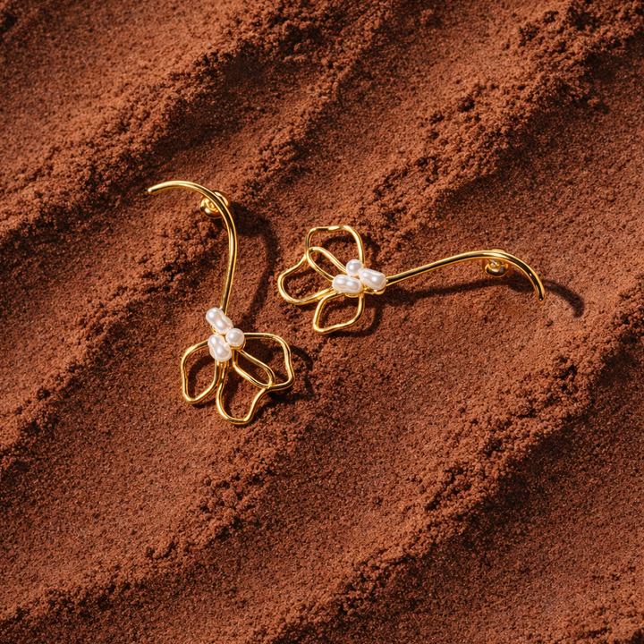 Gold-plated Titanium with Pearl Earrings