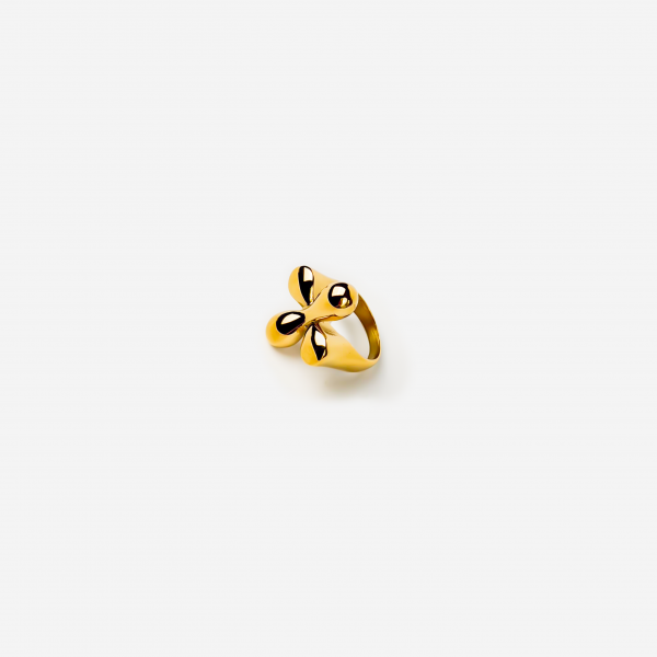 მოოქროვილი ტიტანის ყვავილის ფორმის ბეჭედი