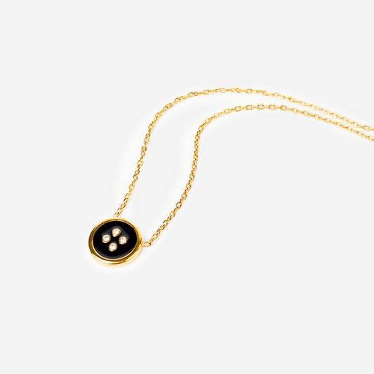 Titanium Button Shaped Gold-Plated Necklace