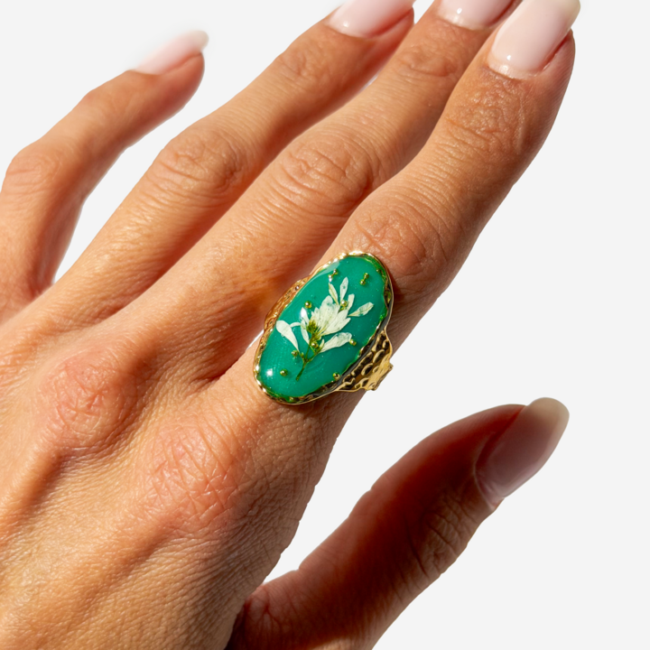 Handmade Natural with Flowers Ring