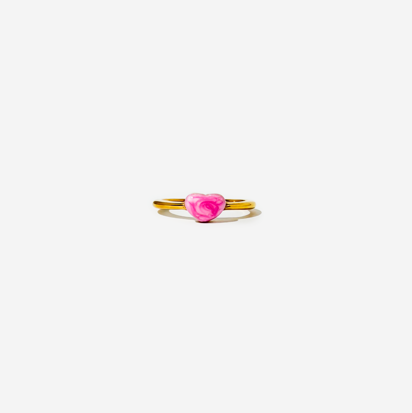 Gold-plated Titanium Pink with Hearts Ring