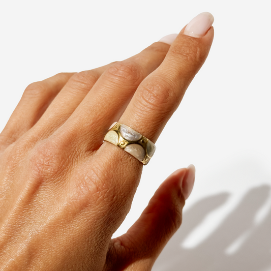 Gold-plated Titanium Colorful Ring