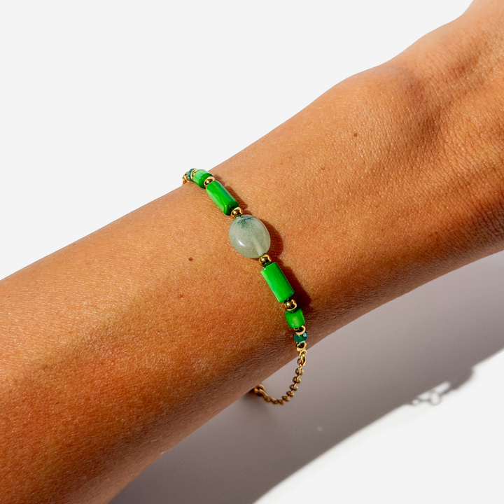 Gold-plated Titanium Green Bracelet