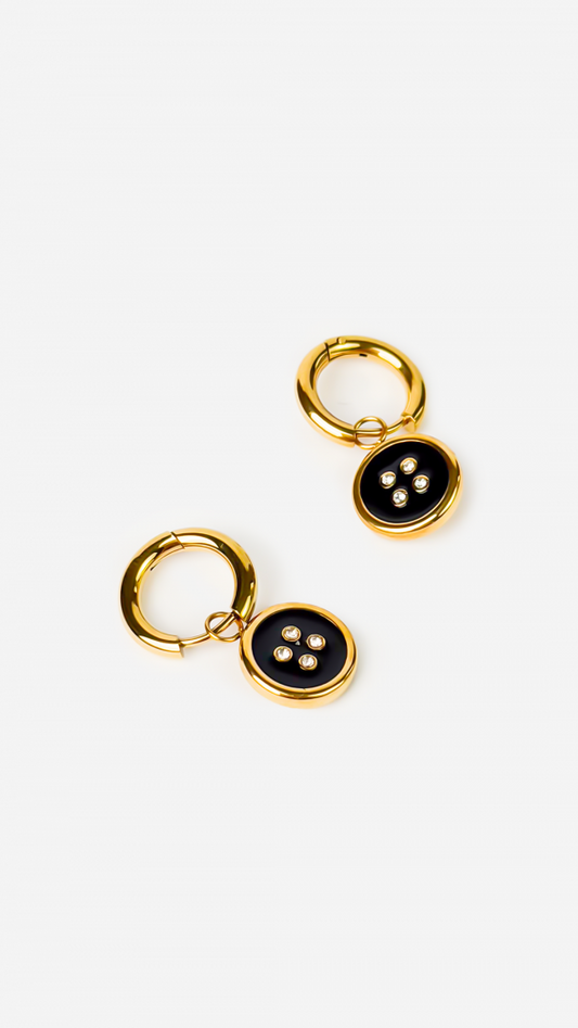 Gold-plated Titanium Button Shaped Earrings