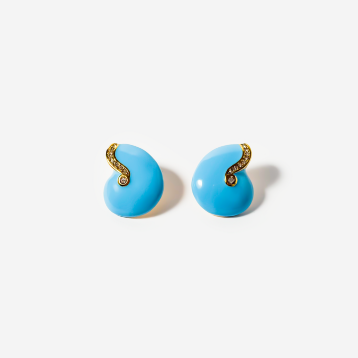 Gold-plated Titanium Light Blue Earrings