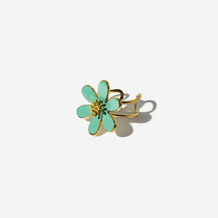 Flower Shaped Gold-plated Titanium Ring