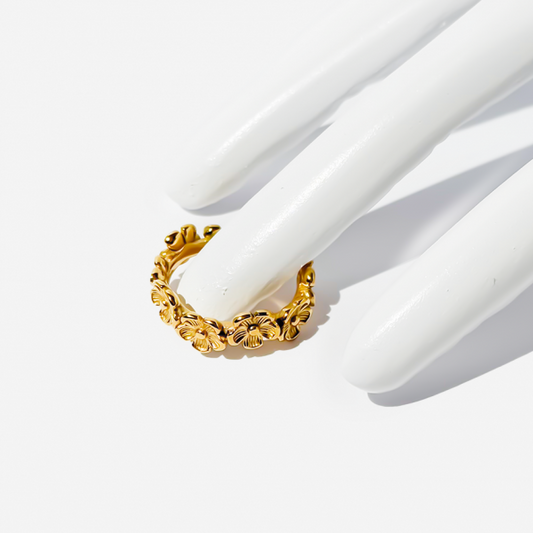 Gold-plated Titanium Flower Shape Ring
